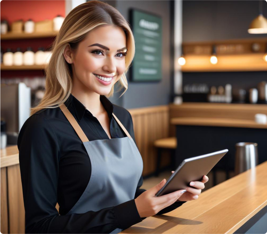 Smiling Woman with Headset - Image of a smiling woman wearing a headset, representing customer support and assistance for Stellar Payments Systems, symbolizing friendly and reliable service.